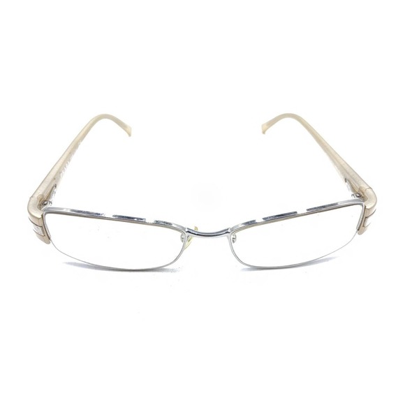 Prada VPR 66H 3BQ-1O1 Silver Beige Rectangle Eyeglasses Frames 52-16 135 Italy - Picture 2 of 12